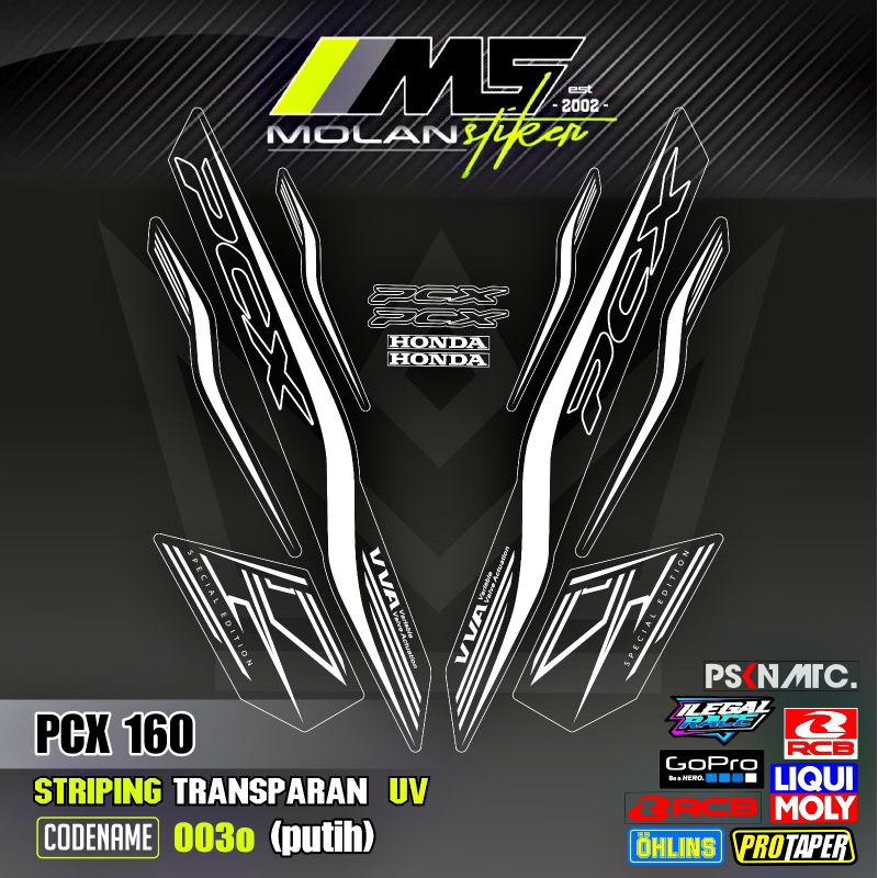 Decal Sticker Striping Variasi Transparan Uv PCX 160 Honda PCX 160 2022-2025 All New PCX 160 CBS Pcx