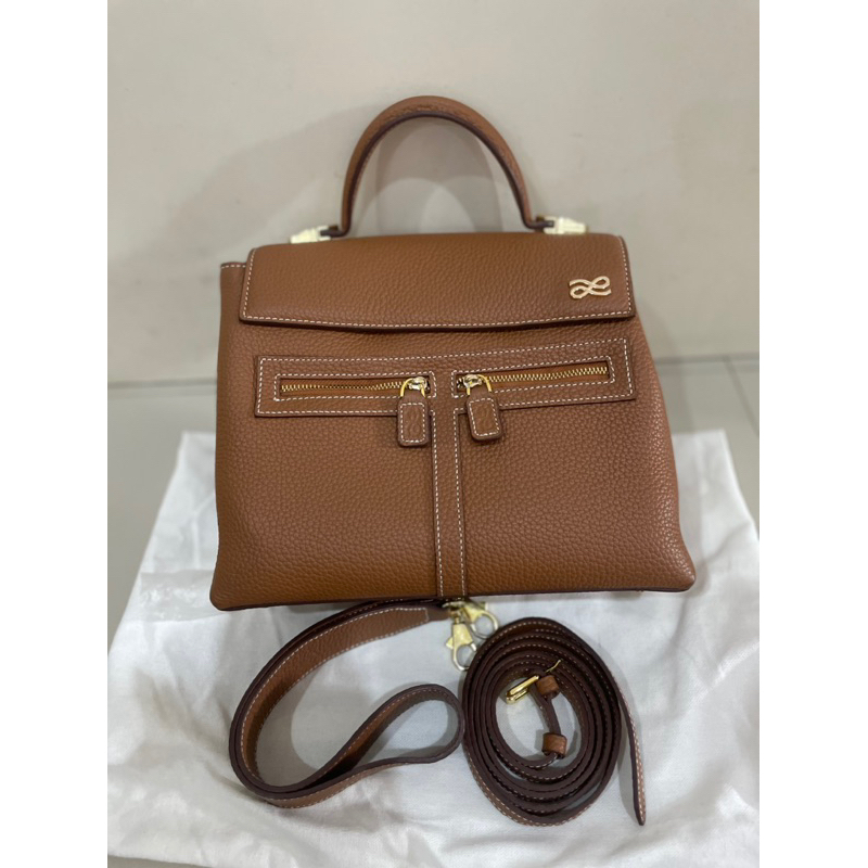 READY Tas Little Bunny Clara Bag Gold sz. Large Real Leather 100% Original Littlebunnystore Bkk Thai