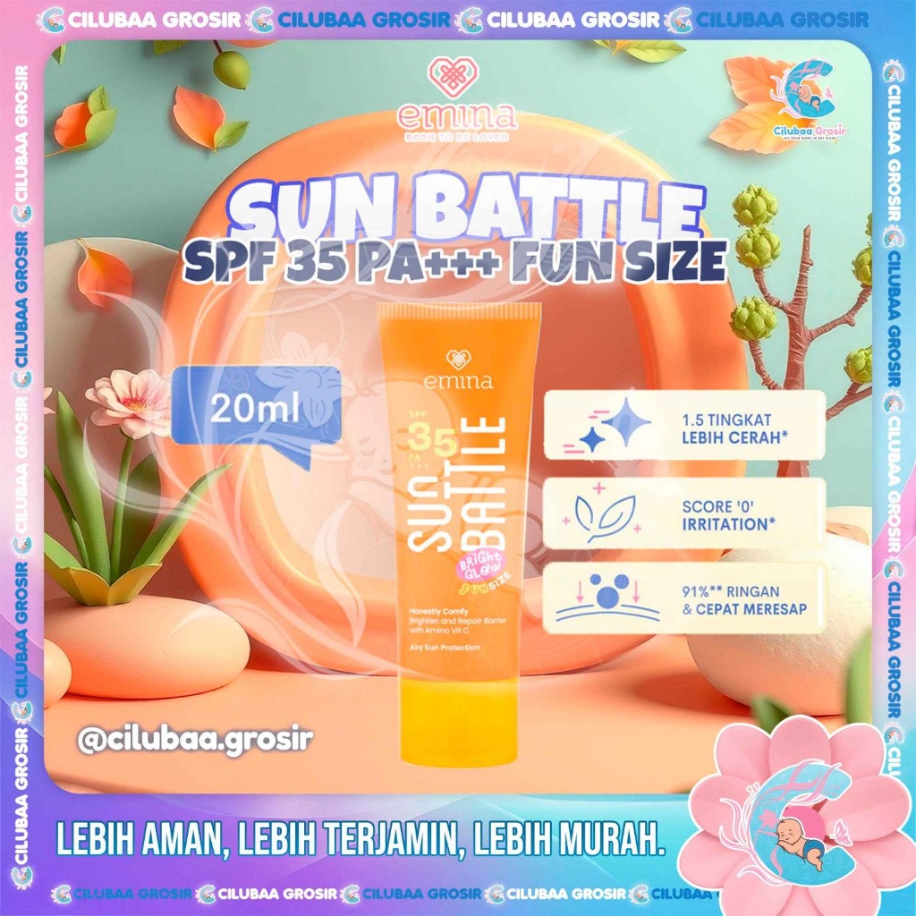 EMINA Mini Sun Battle Bright Glow SPF 35 PA+++ 20ml || Sunscreen Serum Wajah || Amino Vitamin C || T
