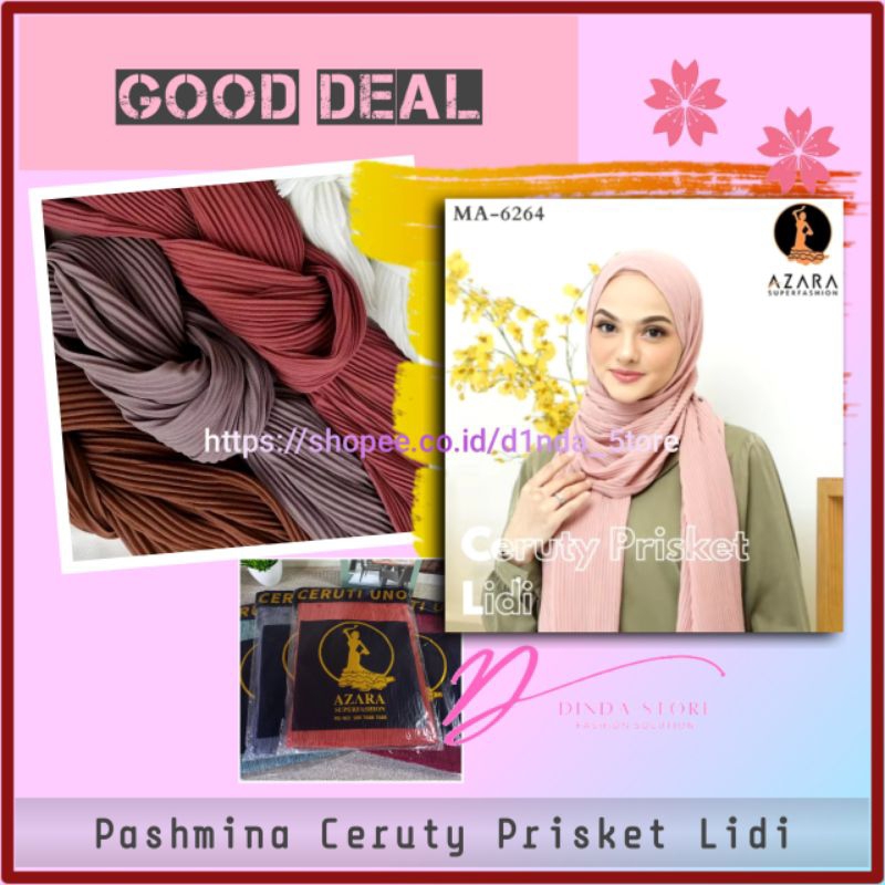 Pashmina Ceruty Prisket Lidi Hijab Shawl Segiempat Ceruti Jilbab Plisket Polos Pakaian Muslim Wanita