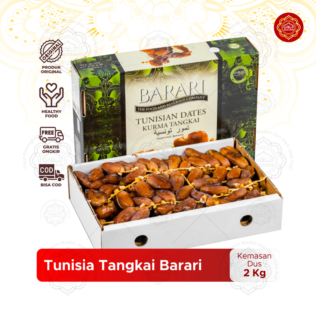 

KURMA TUNISIA TANGKAI BARARI DATES Kemasan 2kg Kurma Tunisia Tangkai Premium