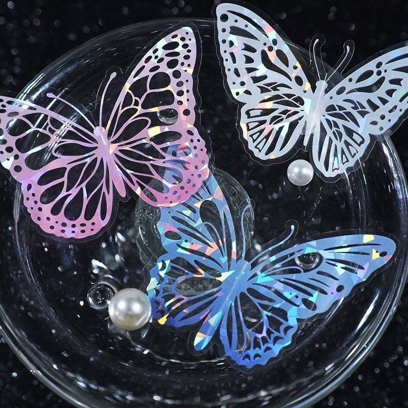 

TOPPER TRANSPARAN HOLOGRAM KUPUKUPU/DEKORASI BUTTERFLY/ SET TOPPER KUPUKUPU ISI 20PCS