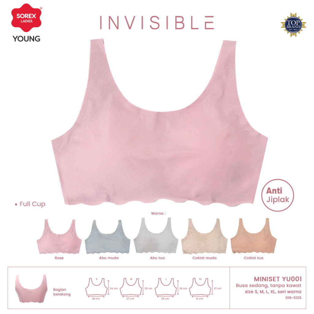 Sorex Young Miniset Invisible Full Cup Busa Sedang Tanpa Kawat  Seamless YU 001