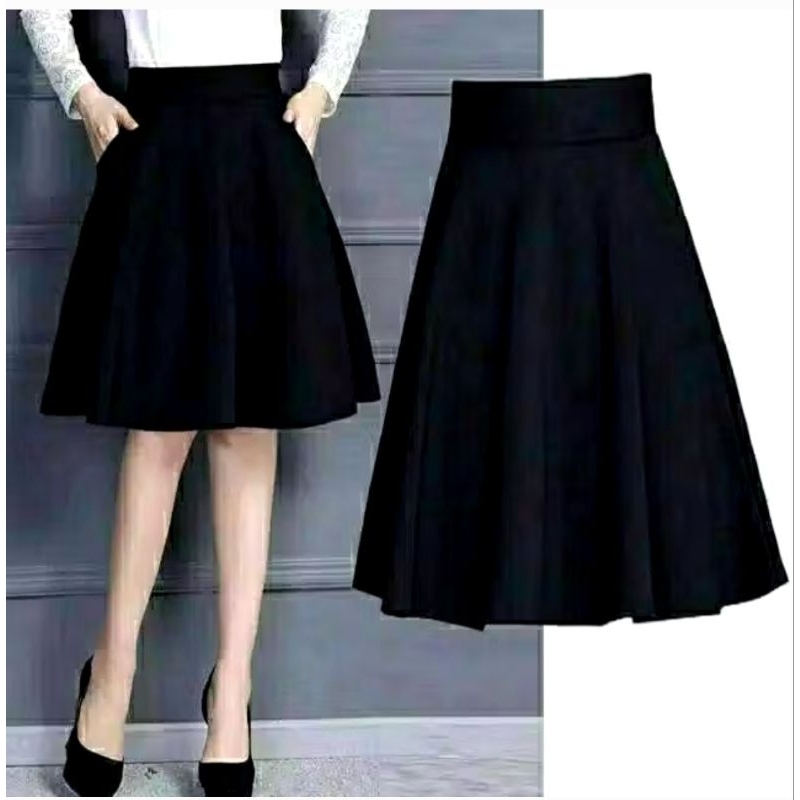 Rok setengah lingkaran /rok lingkaran / rok payung cewek /rok hitam cewek