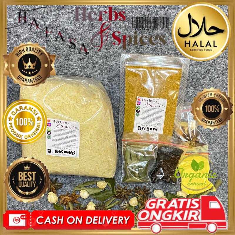 

ADY78 paket 1kg beras basmati+bumbu kebul kismis, margarin, rempah, daun kari. dan praktis HAFASA