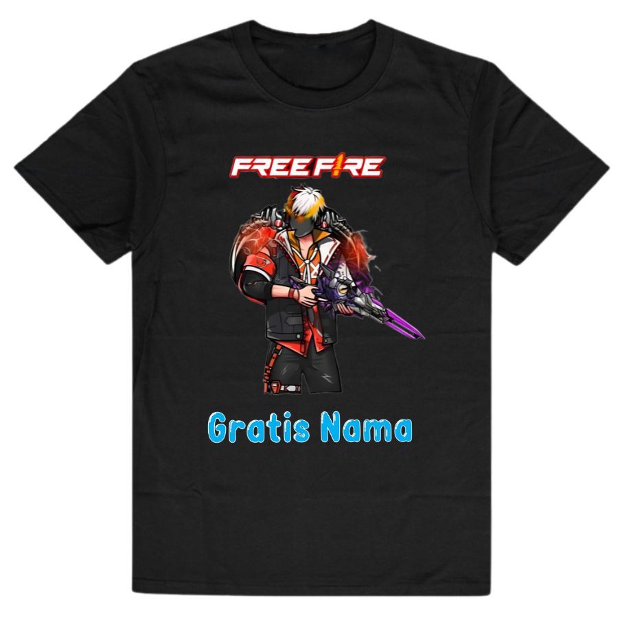Baju Atasan Kaos Anak Game FF Free Fire Laki Laki Perempuan Gratis Custom Nama Kaos FF Lengan Pendek