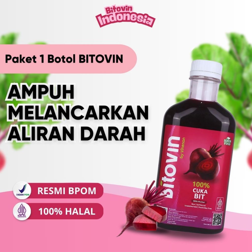 

Bitovin 1 Botol - Cuka Buah Bit 100% Fermentasi Murni/Tanpa Campuran & Bantu Lancarkan Aliran Darah