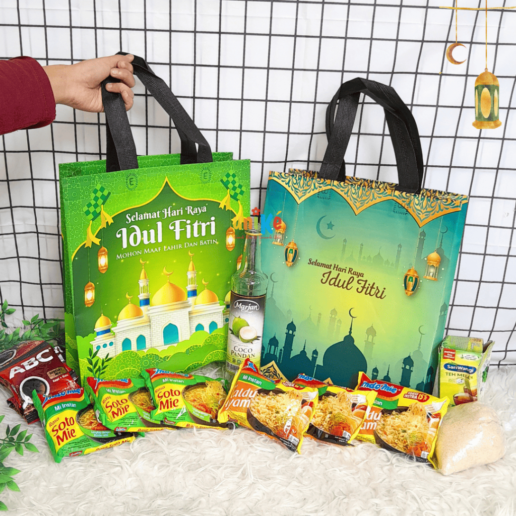 

12pcs - Tas Hampers Lebaran Spunbond Idul Fitri Goodie Bag Bingkisan Sembako Parcel Lebaran Lusinan