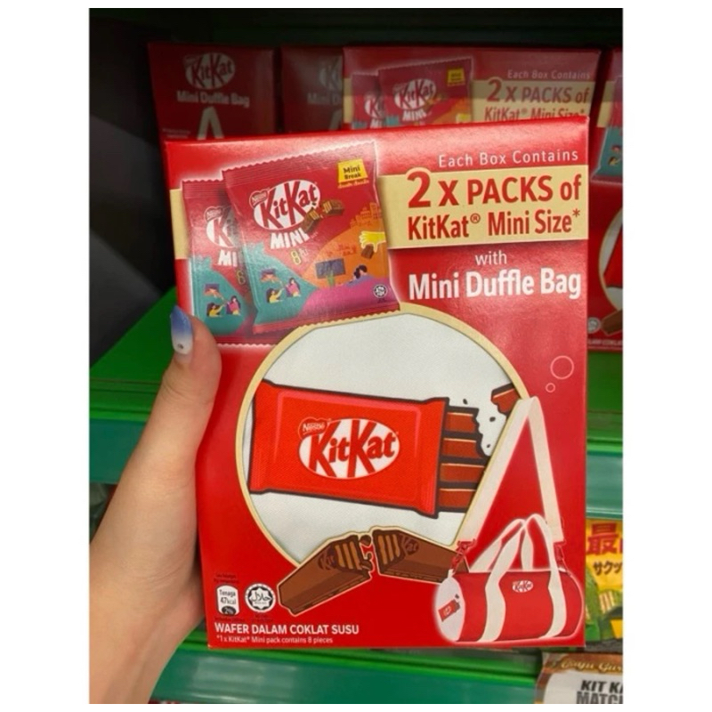 

kitkat mini size 2 packs with mini duffle bag 144gr