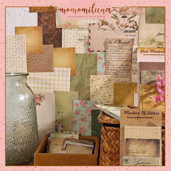 

1 set isi 60 pcs deco paper country garden deco paper aesthetic retro vintage journaling diy jurnal kertas hias diary scrapbook HB1863