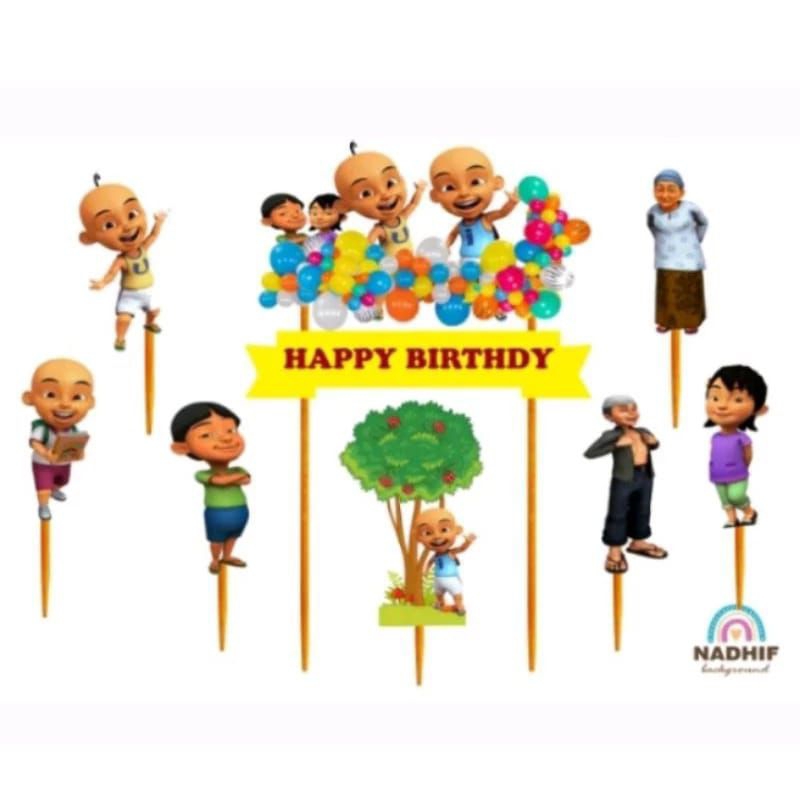 Topper upin ipin, Topper cake, hiasan kue ulang tahun Topper karakter Upin ipin