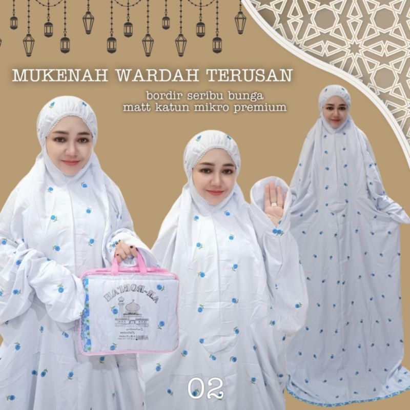 MUKENA WARDAH TERUSAN SERIAN PUTIH MATT KATUN MIKRO