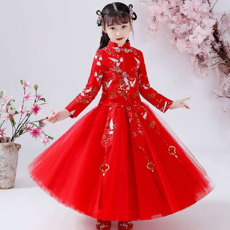 READY SETELAN HANFU QIPAO IMLEK MERAH ANAK