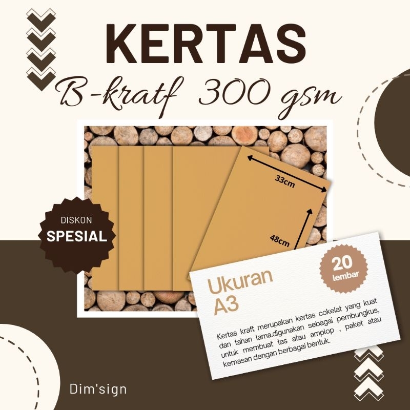 

kertas coklat samson kraft 300 gsm ukuran A3 33cm × 48 cm ( 1 pack isi 20 lembar)