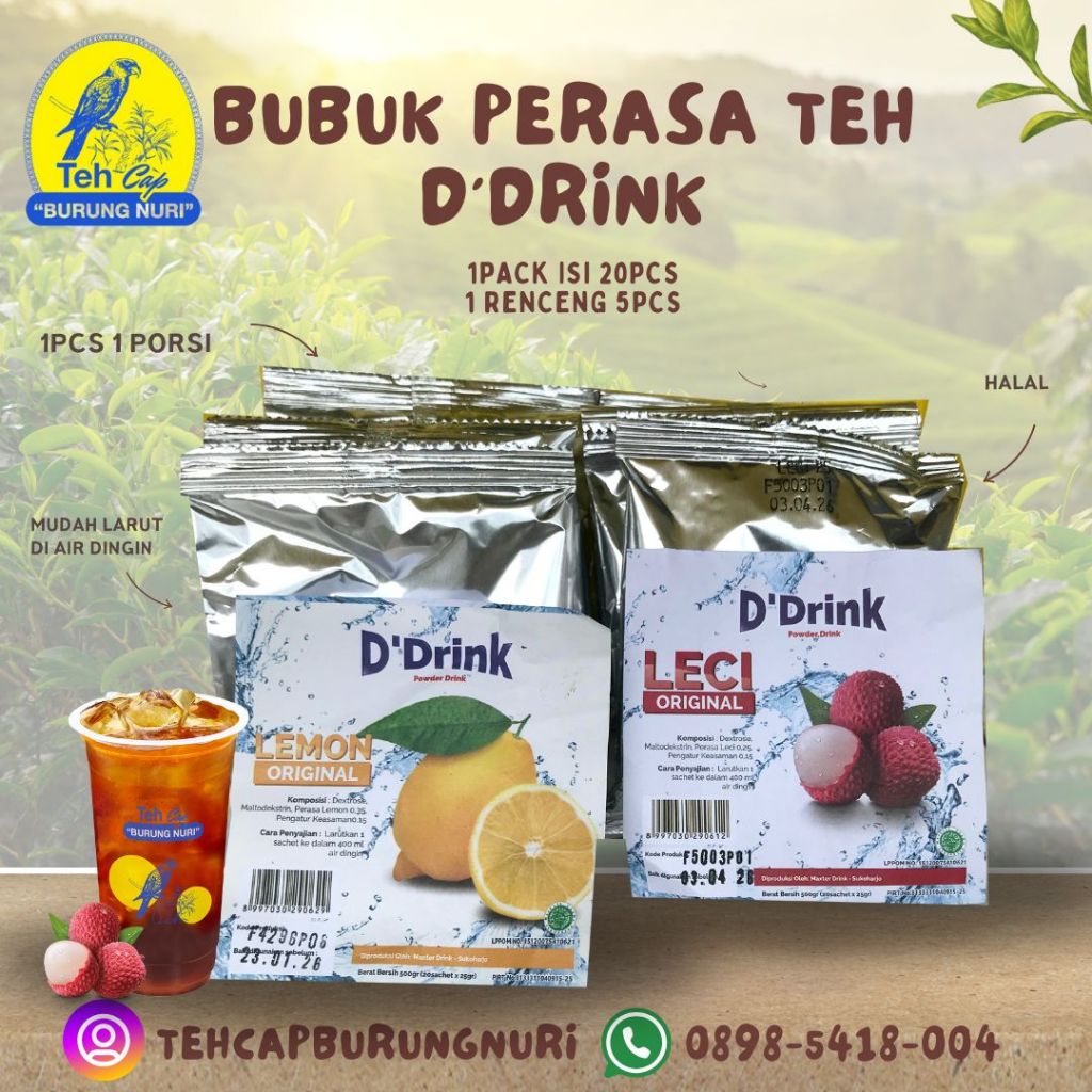 

Minuman Bubuk Instan rasa buah D'DRINK ( 25g / Peach / Strawberry / Markisa / Lemon / Lychee)