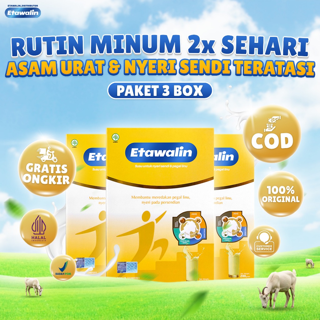 

ETAWALIN PAKET 3 BOX - ATASI ASAM URAT, REMATIK & NYERI TULANG SENDI