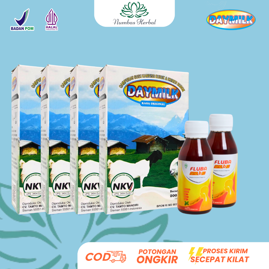 

BUNDLING HEMAT | 4 BOX DAYMILK ORI + 2 BOTOL MADU FLUBA ANABA 130ml ATASI RADANG TENGGOROKAN | HALAL BPOM