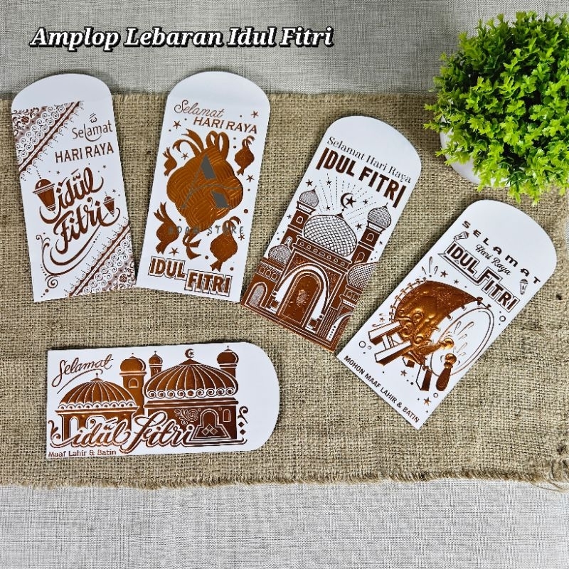 

Amplop lebaran Angpau lebaran premium Poly Embos Mas ukuran panjang isi 10 lembar