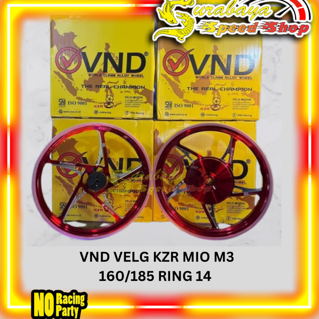 VND Velg Tipe KZR Mio M3 Mio Z Fino125  X-Ride125 Ukuran 160 / 185 Ring 14 Original VND RACING