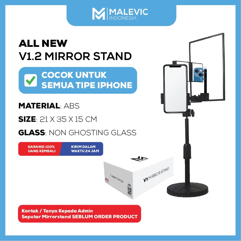 [COD] V1.2 Mirror Stand / Kaca Berdiri / Cermin untuk Live dengan Kamera Belakang & Untuk Video paka