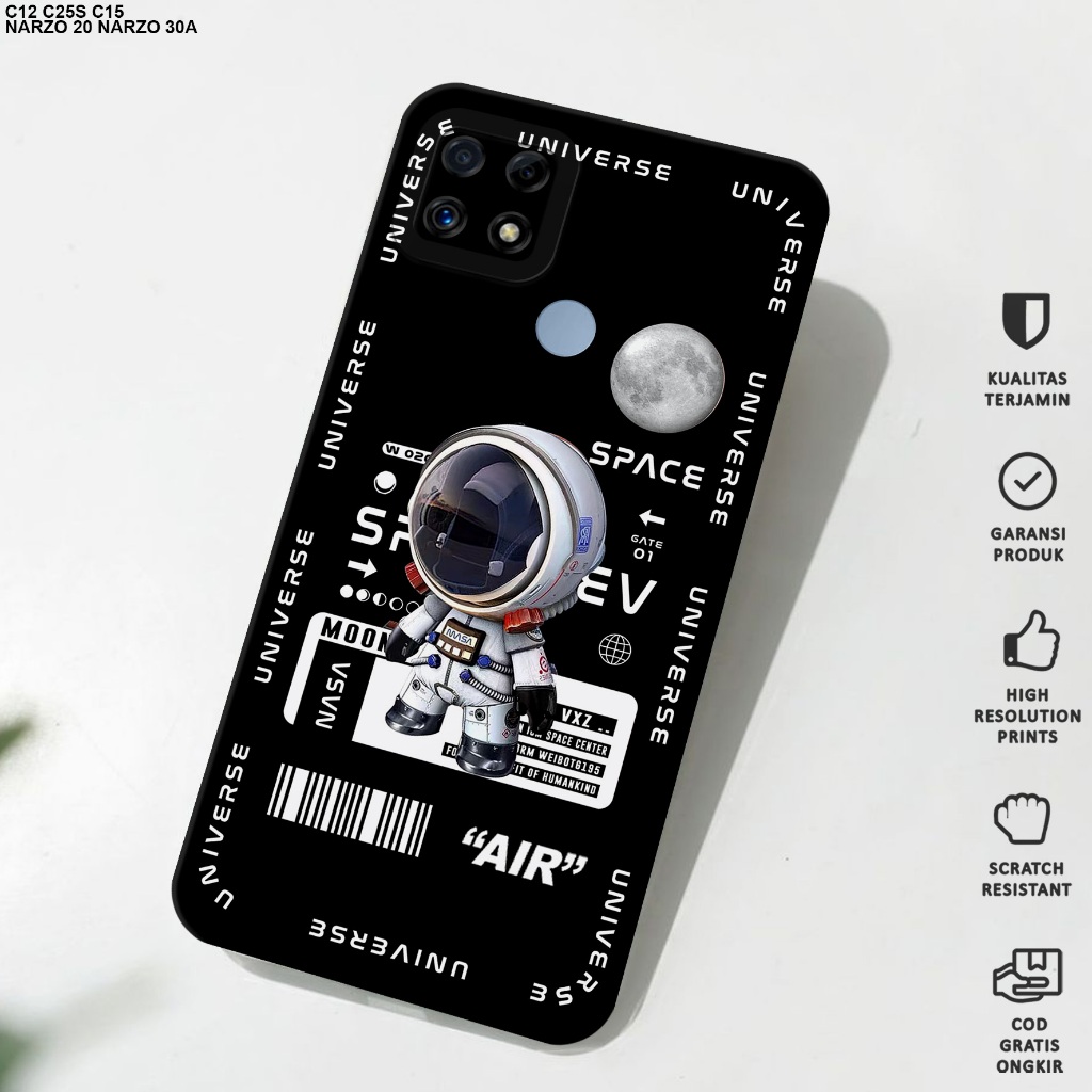 Case Realme C12 - Softcase Realme C12 - Softcase Procamera Motif Astronot - Casing Hp Realme C12 - C