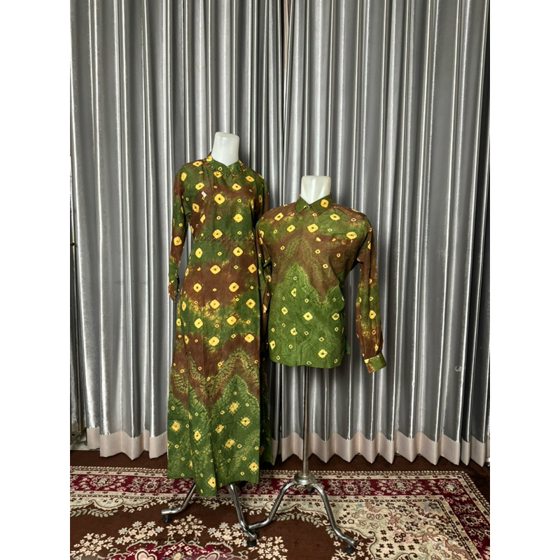 COUPLE GAMIS KEMEJA JUMPUTAN HANDMADE ASLI PALEMBANG /COUPLE KONDANGAN MEWAH FULL FURING