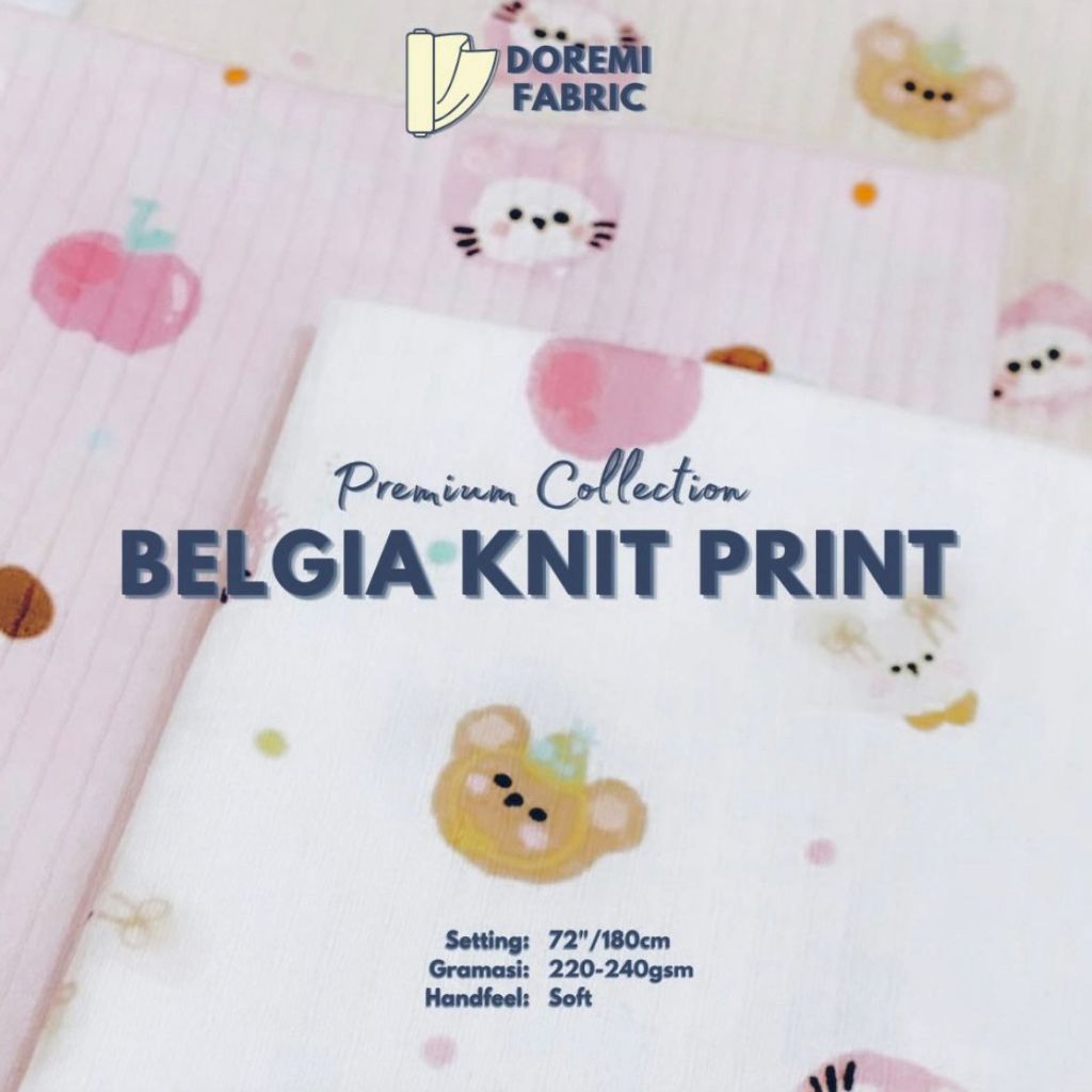 (METERAN) Kain DOREMI BELGIA KNIT PRINT 220-240 GSM