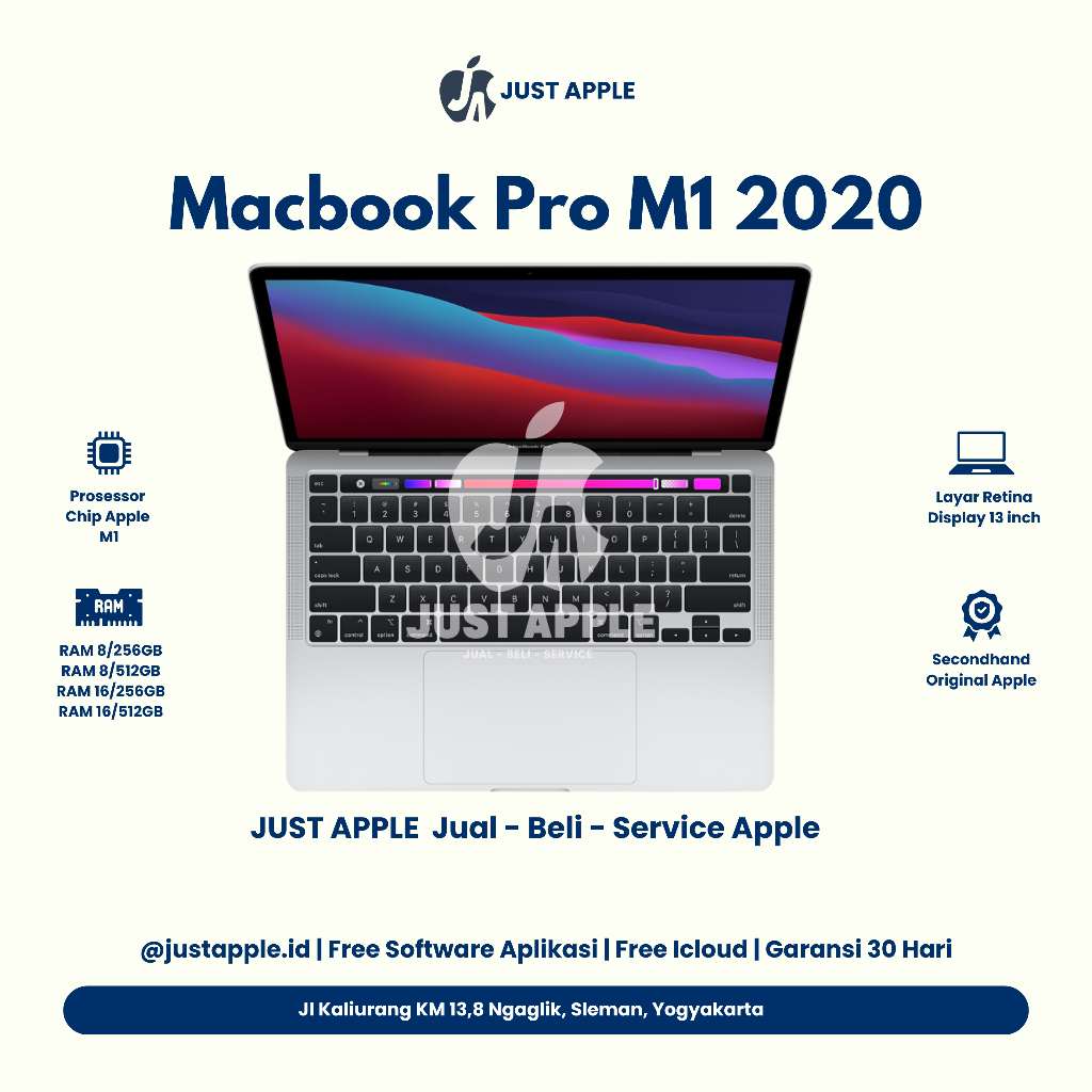 [ HARGA MURAH ] MACBOOK PRO CHIP APPLE M1 2020 13 INCH RAM 8 GB 16 GB INTERNAL SSD 256 GB 512 GB 1 T