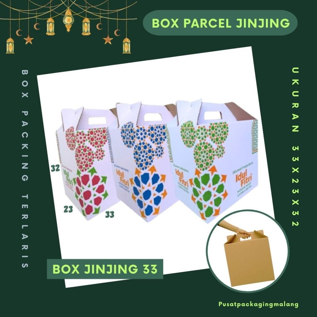 

Box Jinjing 33x23x32 Gable Box Kardus Packing Eid Mubarok Idul fitri Bingkisan lebaran/Parcel/Lebaran/idul Fitri/Paket/sembako