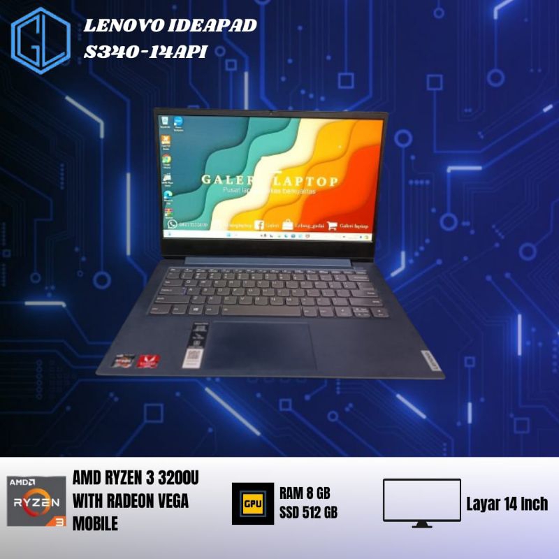 Lenovo Ideapad S340-14API Laptop AMD Ryzen 3 3200U dengan Radeon Vega Mobile