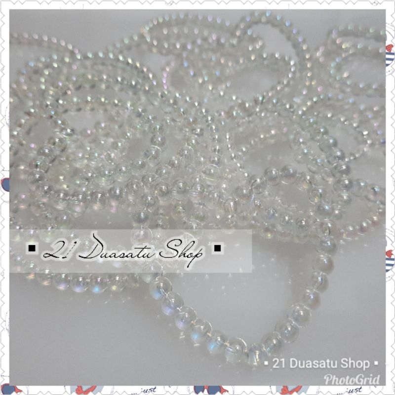 (Pon) Manik akrilik bening love bolong pandora pelangi AB/manik mote variasi kerajinan tangan