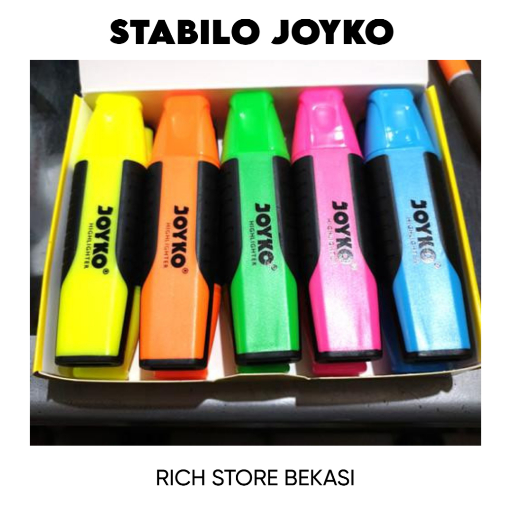 

STABILO MERK JOYKO HIGHLIGHTER HL 1-5 PER 1 PCS WARNA [BIRU, HIJAU, ORANGE, PINK, KUNING]