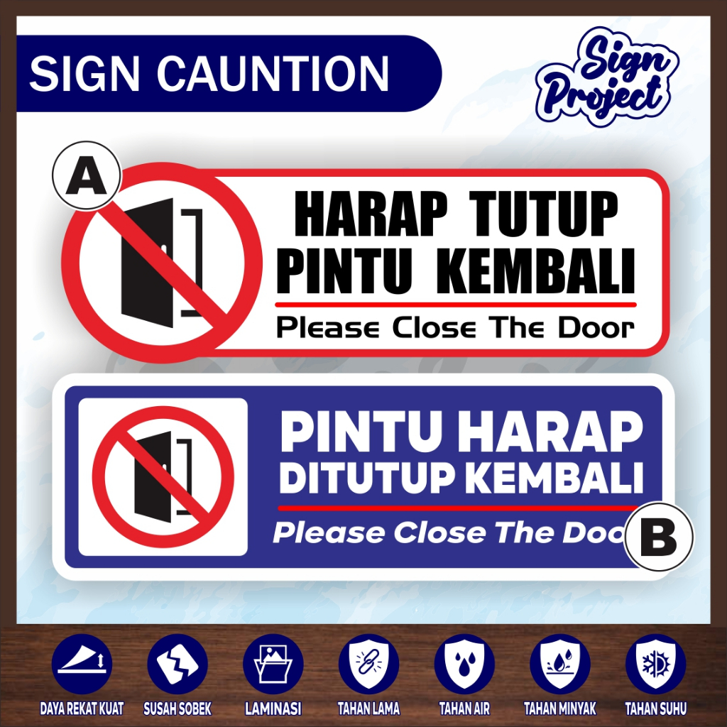 

Sign Sticker label pintu harap ditutup kembali / stiker pintu tutup kembali / sticker pintu / sticker tutup pintu stiker vinyl anti air HARAP TUTUP PINTU KEMBALI laminasi glossy