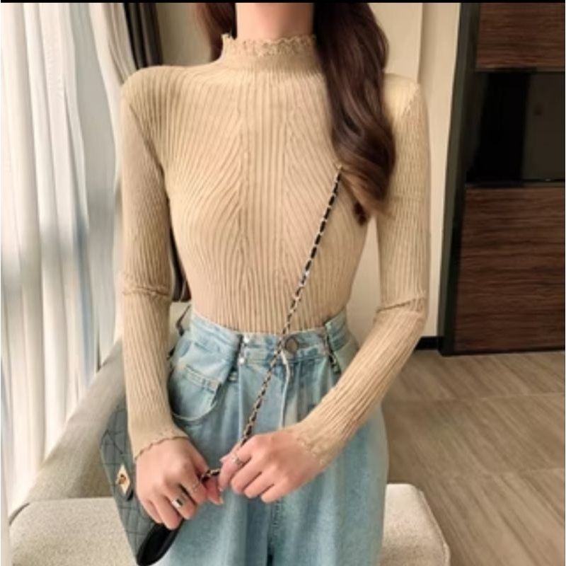 Baju rajut wanita turtle neck | Baju inner rajut turlte neck |Baju wanita lengan panjang | baju raju
