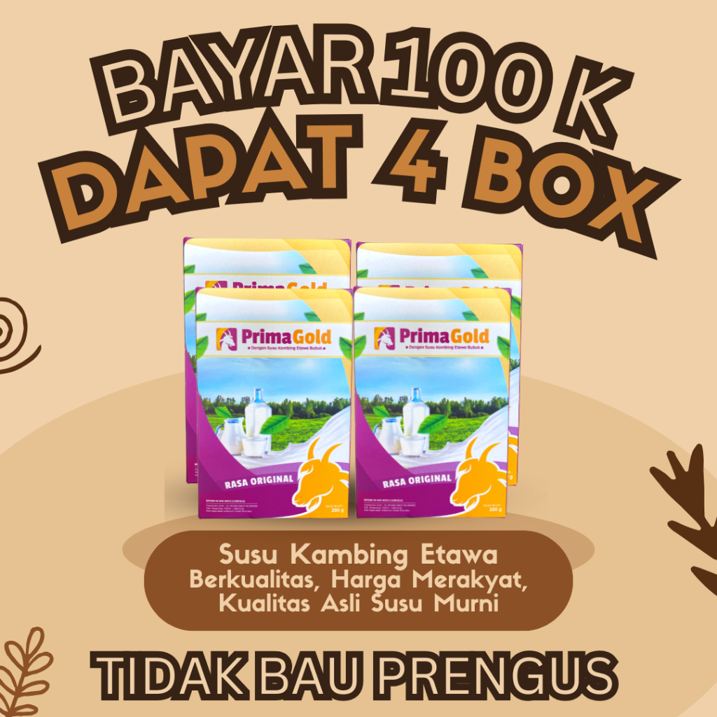 

{BISA COD} PRIMAGOLD SUSU KAMBING ETAWA BUBUK 4 BOX 200 gram