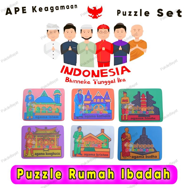 MAINAN APE KEAGAMAAN PUZZLE RUMAH IBADAH ISI 6 AGAMA