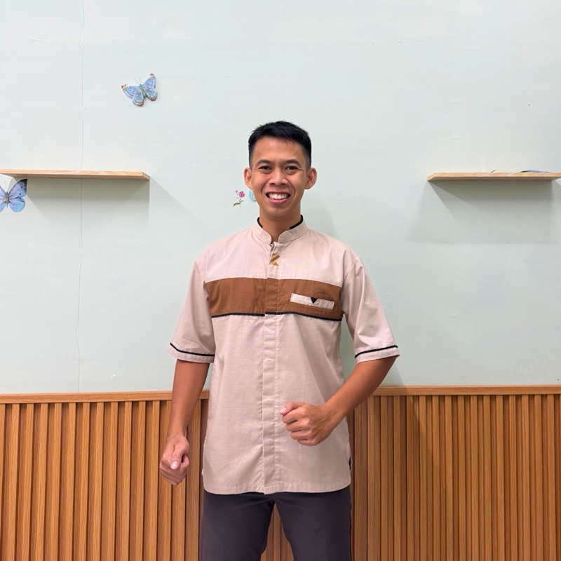 Baju Koko NAQI Lengan Pendek Baju Kurta Kain Katun Sigaret Baju Taqwa Kombinasi Kekinian