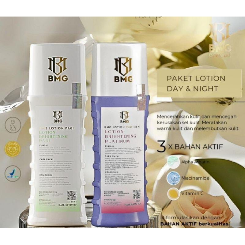 BMG - Lotion malam Ungu dan Lotion Pagi Putih 100ml Original