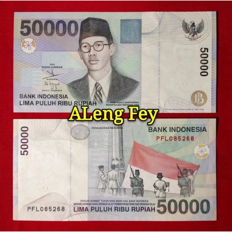 uang kuno 50.000 Rupiah WR Supratman 1999