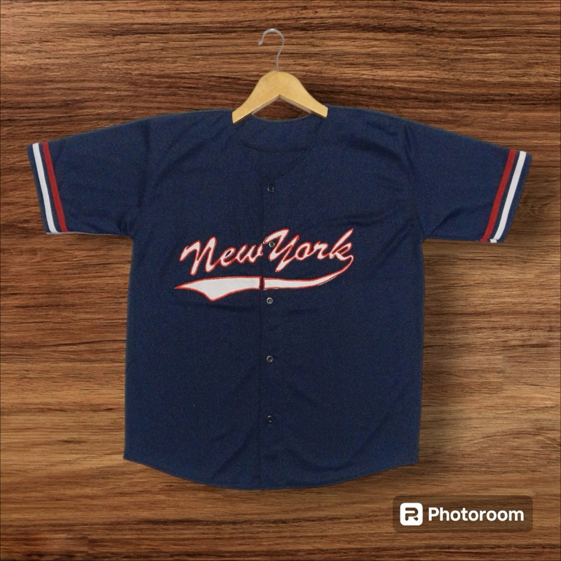 kaos jersey baseball newyork navy biru dongker baju bordir