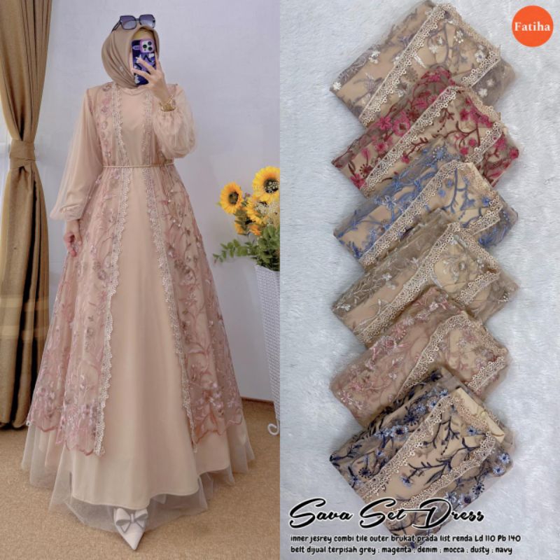 Fatihah Sava Set Dress Gamis wanita terbaru 2025