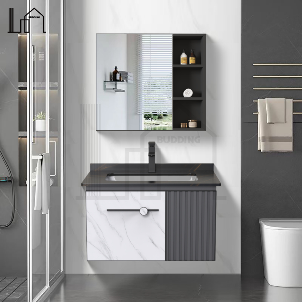 Kabinet kamar mandi 80CM - Aluminium Kabinet wastafel kamar mand/lemari cermin wastafel/Lemari wasta