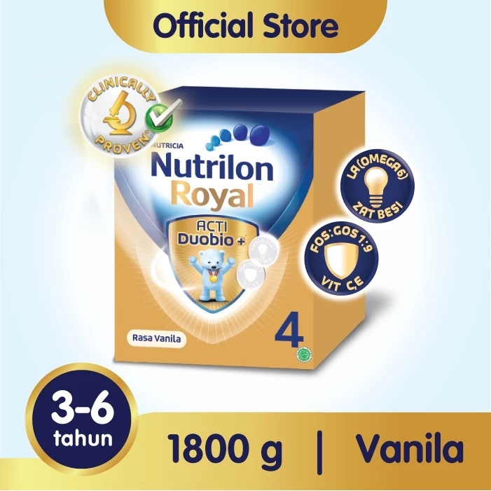 

NUTRILON ROYAL 4 ACTI DUOBIO+ VANILA SUSU PERTUMBUHAN BUBUK 1800 GR