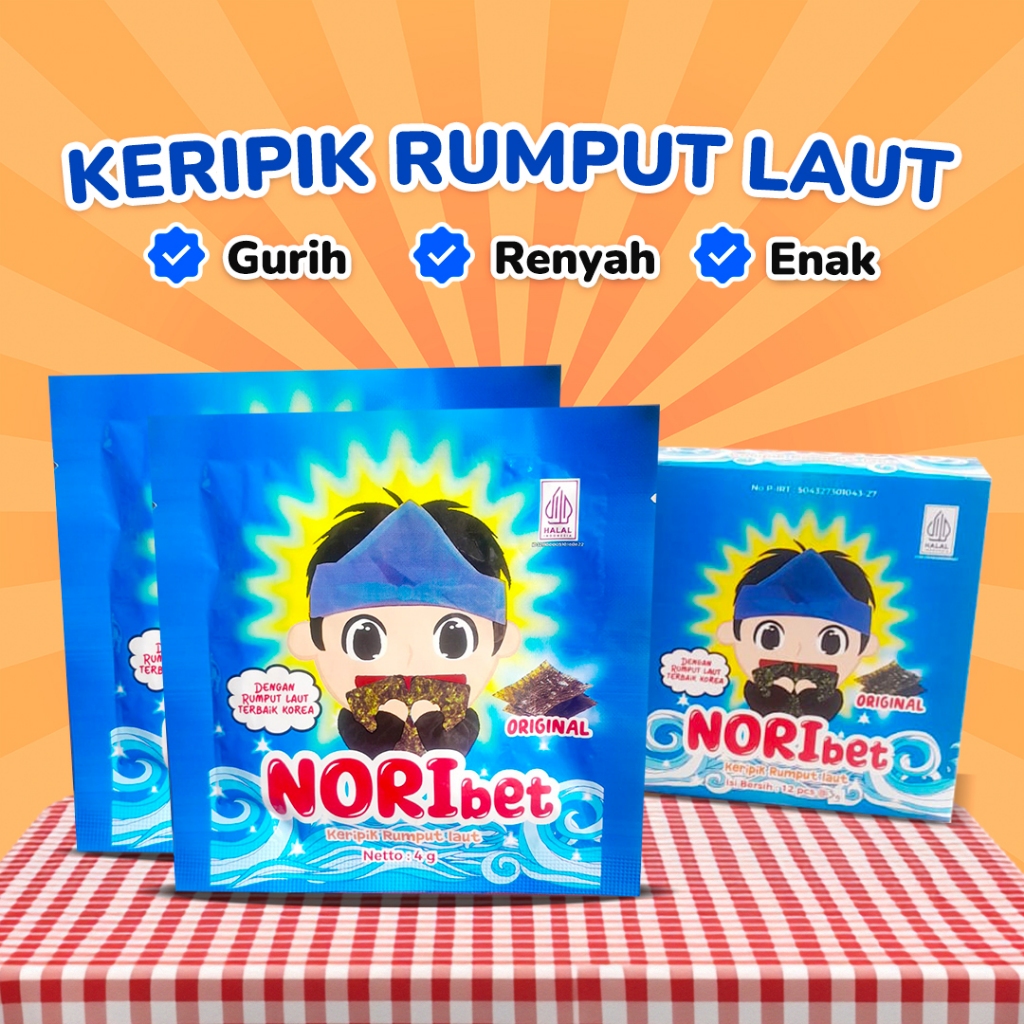 

Keripik Nori Original Snack Rumput Laut Crispy Renyah Gurih & Sehat NORIBET
