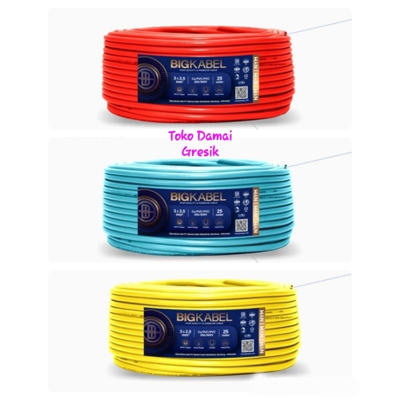 Bigkabel NYM 3x2,5 mm 25M Cable BIG NYM 3 x 2.5 25 meter Warna Tembaga Engkel Colour color