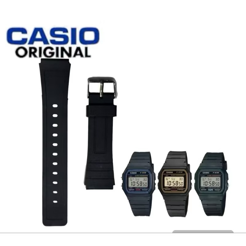 Strap Jam Casio F-91W Tali jam tangan Casio f-91w Rubber Hitam