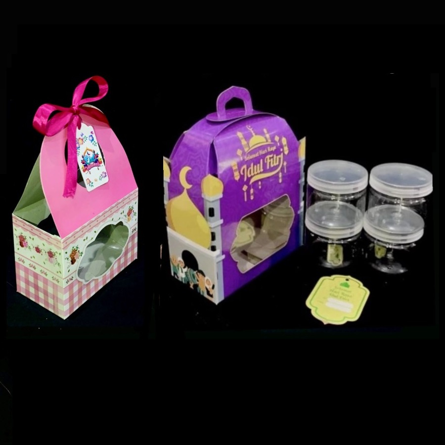 

( 5 pcs ) Dus Kuker Lebaran Kotak Box Isi 4 Toples Tabung 400ml Kardus Muat 2 Toples HT901