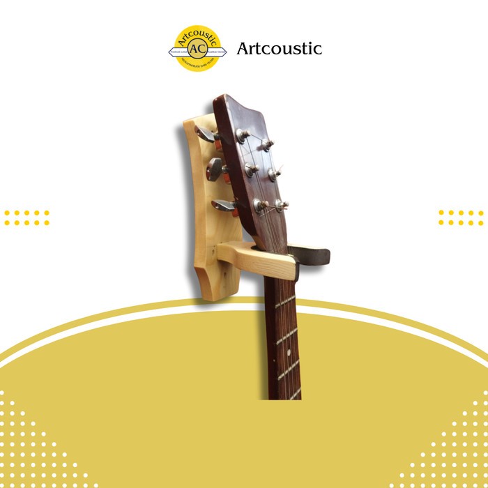 Dudukan Gitar Kayu Stand Gitar Dinding Aksesoris Handle Guitar Tatakan Alat Musik Tempel