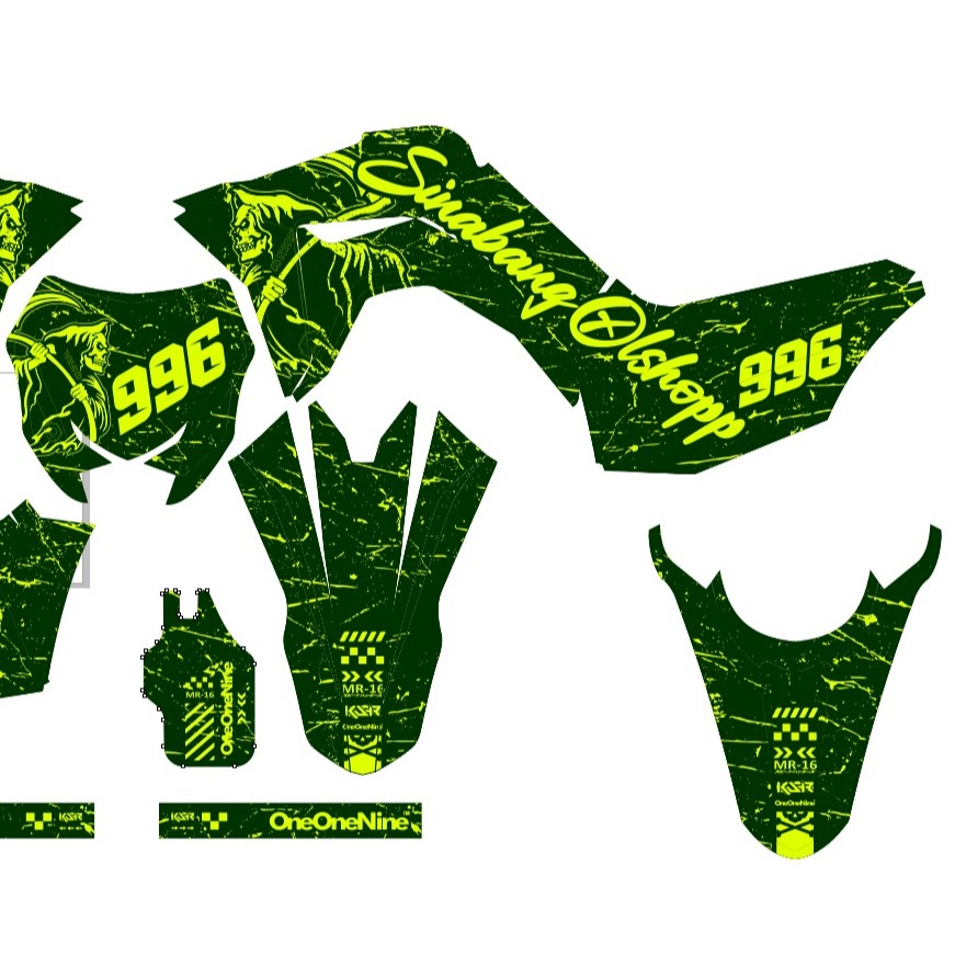 Decal Sticker CRF 150L Motif Hijau Hitam D-I2-753