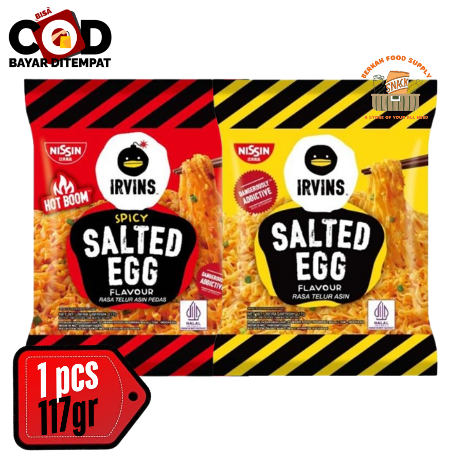 

[ BERKAH ] Nissin Irvins Salted Egg Noodle 117gr Instant Noodle Irvins Original Spicy Mie Instant Telor Asin